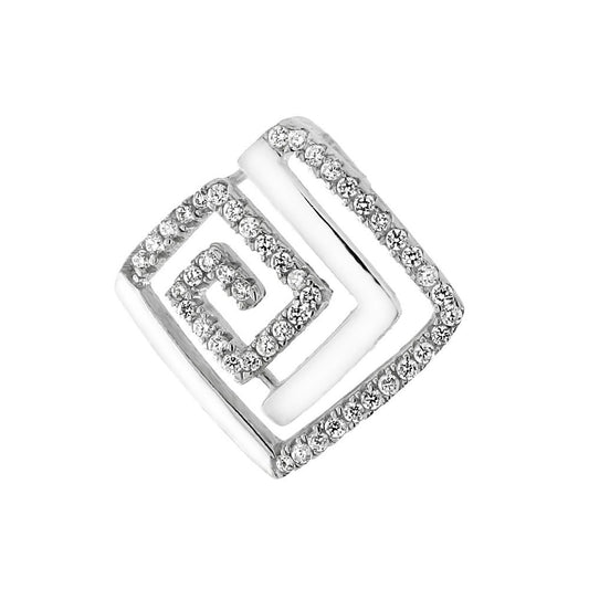 Sterling Silver Micro Pave CZ Greek Symbol Pendant