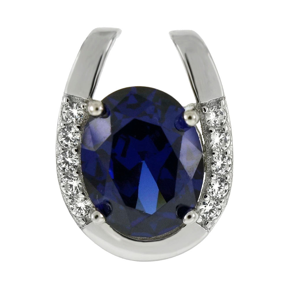 Sterling Silver Pendant 8x10mm Oval Simulated Tanzanite