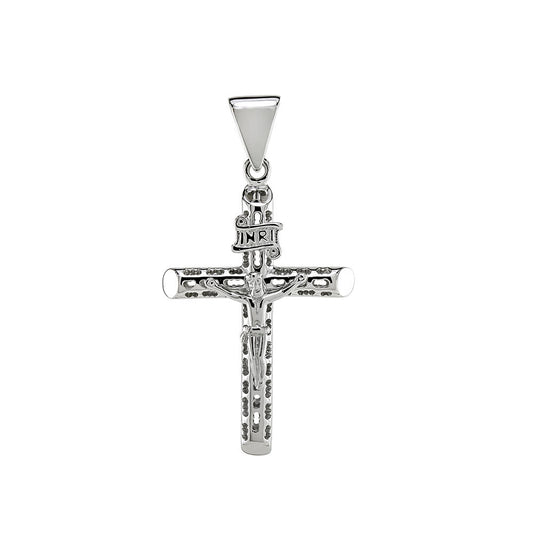 Crucifix Cross Rhodium Pendant