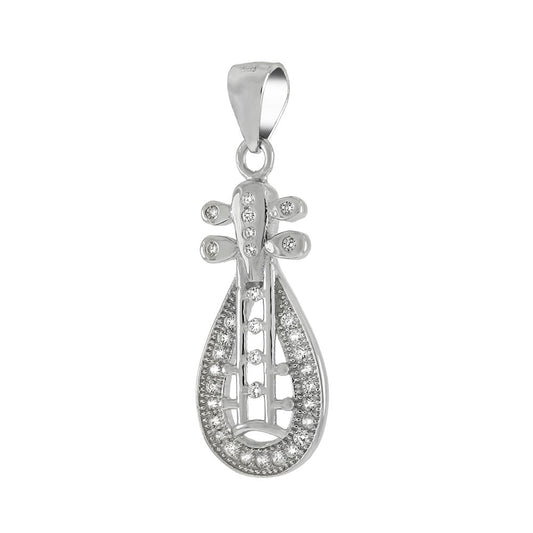 Sterling Silver CZ Music Instrument Pendant