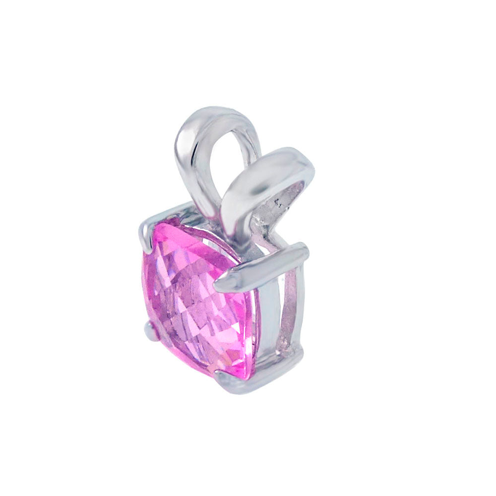 Cushion Cut Pink Cubic Zirconia Pendant