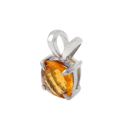 Cushion Cut Yellow Cubic Zirconia Pendant