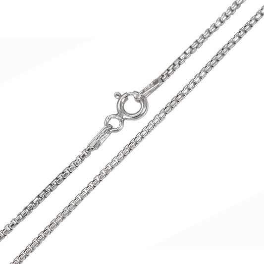 Italian Round Box Rhodium Chain (1.1mm)