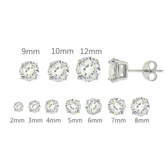 Sterling Silver Round CZ Casting Stud Earrings