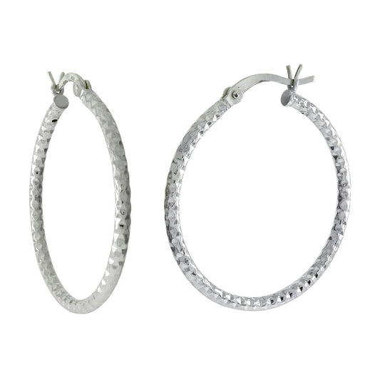 2mm Diamond Cut Tube Hoop Earrings