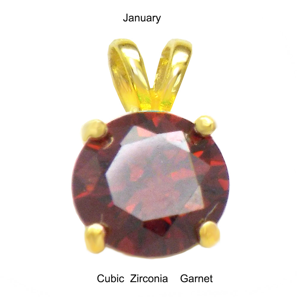 garnet cubic zirconia charm pendant