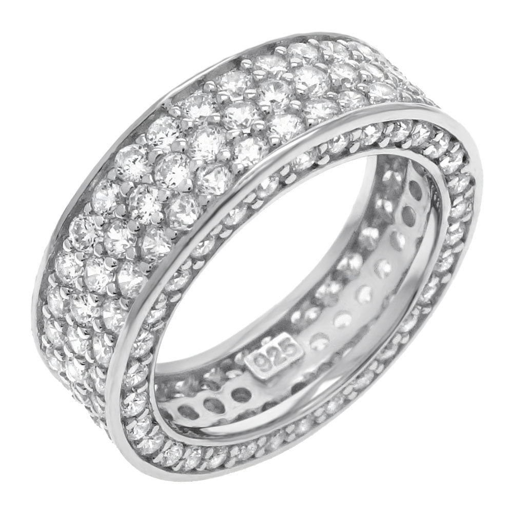 3 Lines Micro Pave Eternity Band Ring