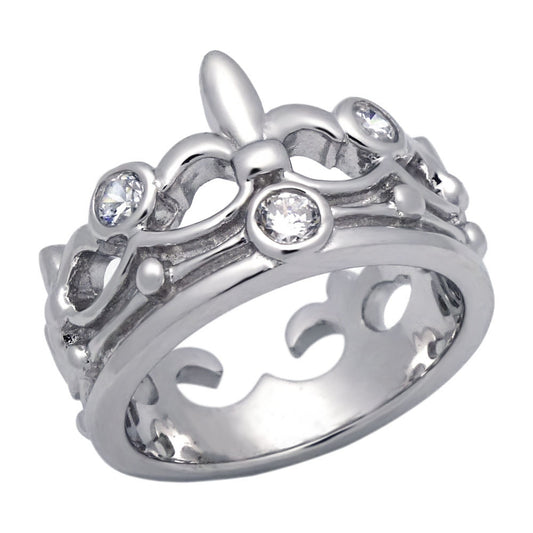 Sterling Silver Cubic Zirconia Crown Ring