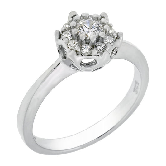 Sterling Silver Round Cubic Zirconia Promise Ring