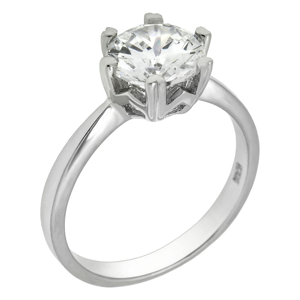 Sterling Silver Round CZ Engagement Ring