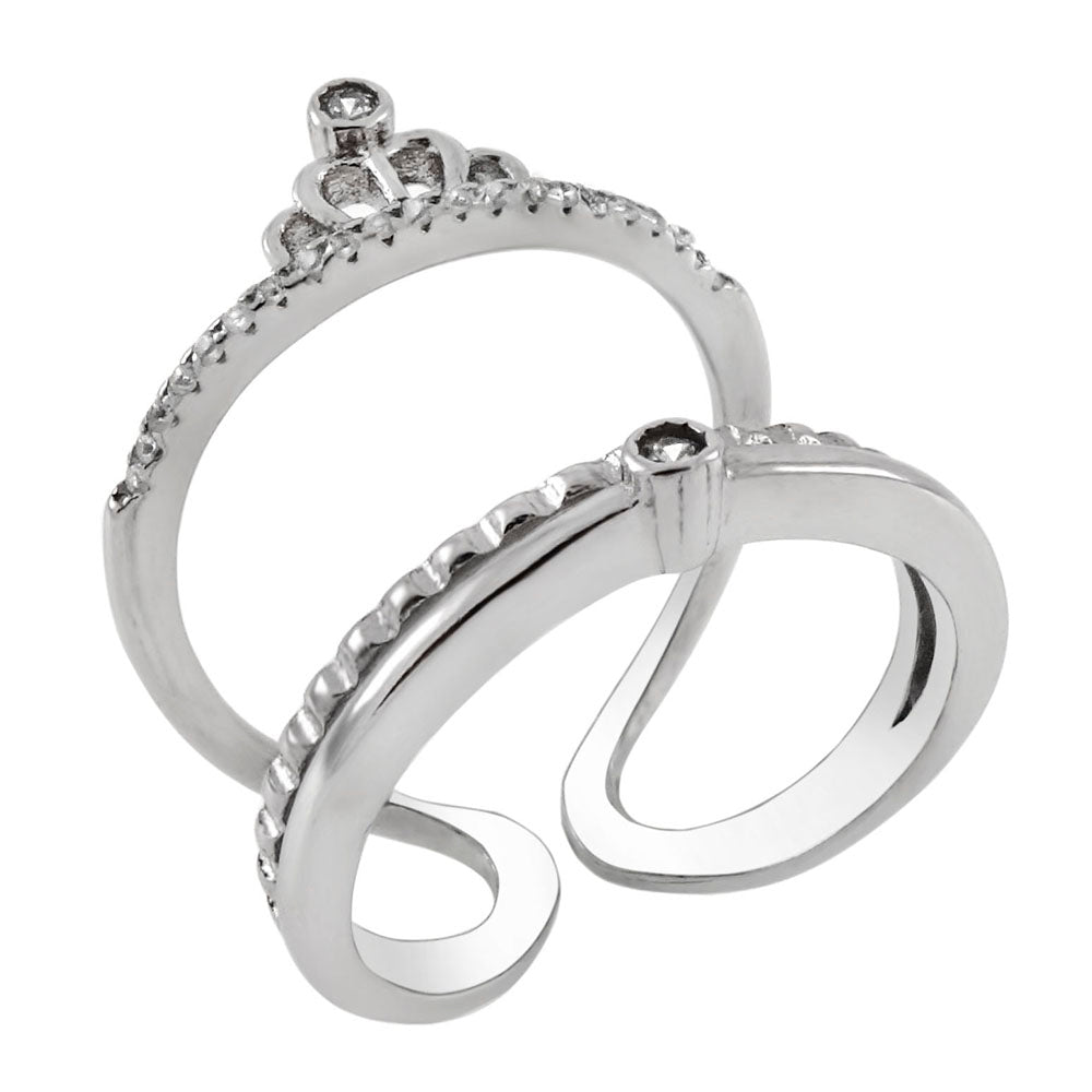 Adjustable Cubic Zirconia Crown Ring