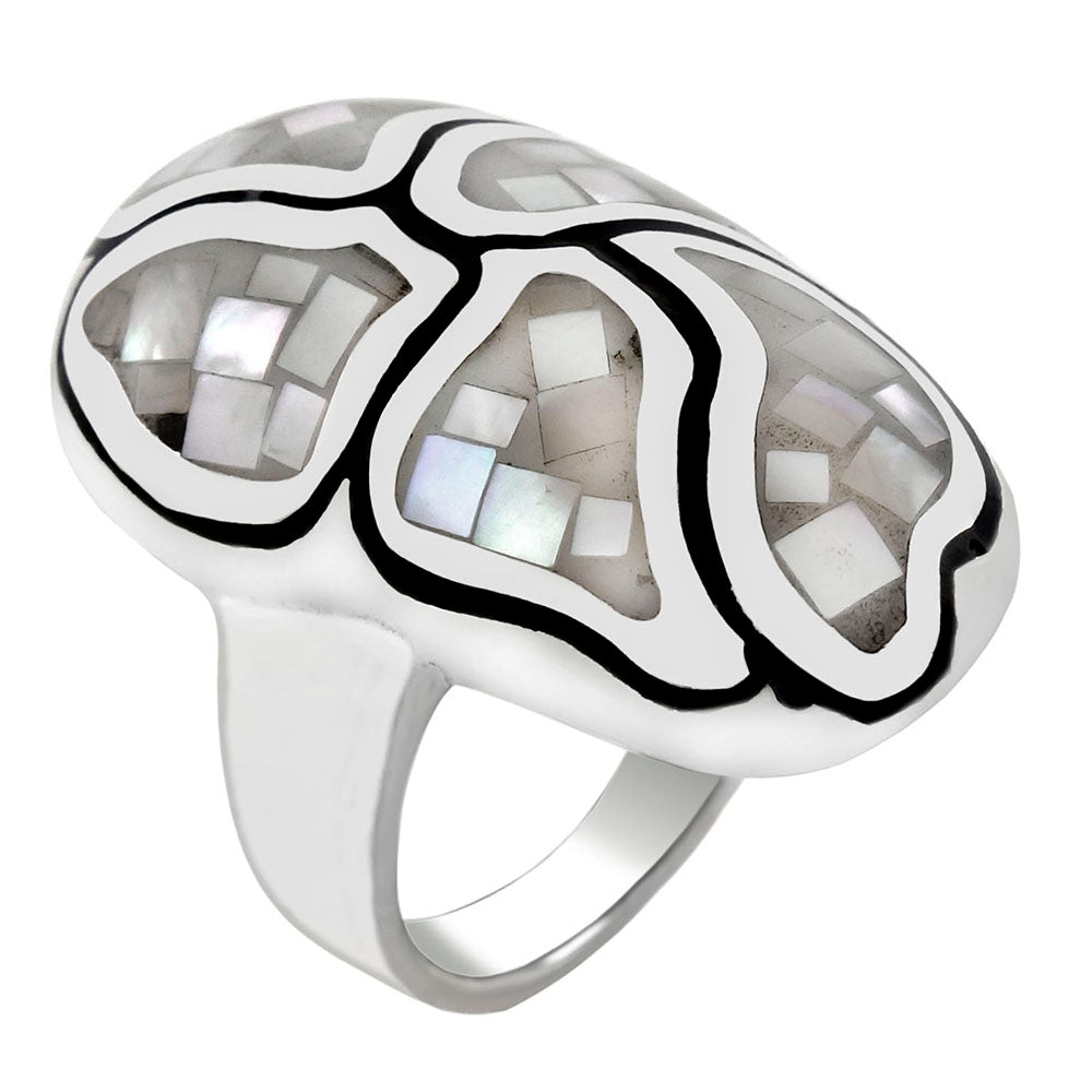 Mosaic Mother of Pearl Oval Dome Ring