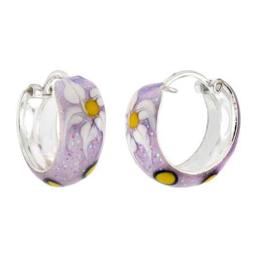 925 Sterling Silver Enamel Hoop Earrings