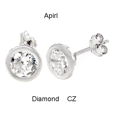 925 Sterling Silver Round Bezel Set Stamping Stud Earrings