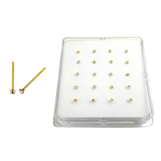 Sterling Silver 1 5mm Crystal Nose Stud Gold Plated Straight End