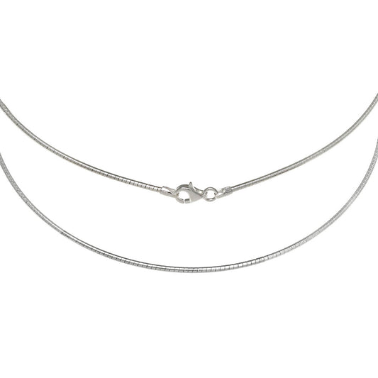 Sterling Silver Round Omega 1 5MM Necklace