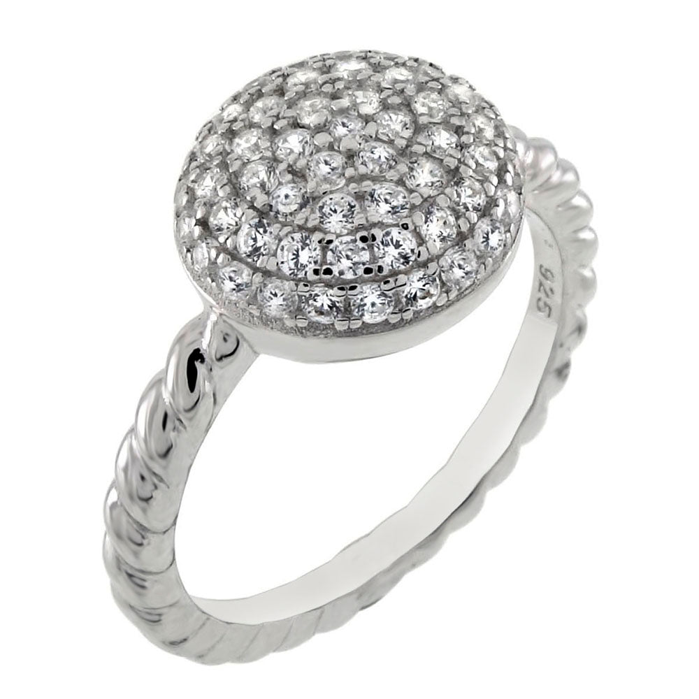 Sterling Silver Micro Pave CZ Engagement Ring