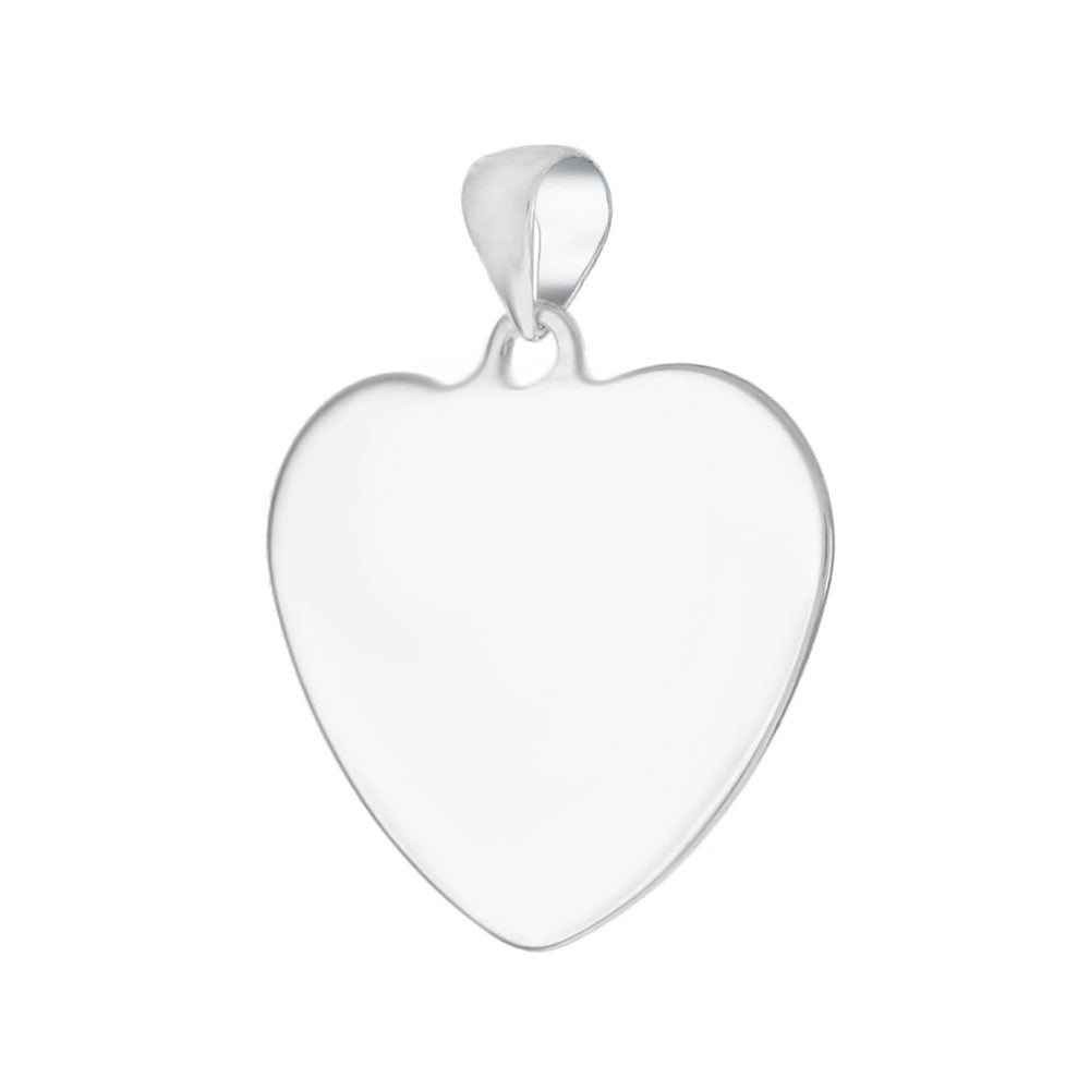 simple engravable heart sterling silver charm pendant