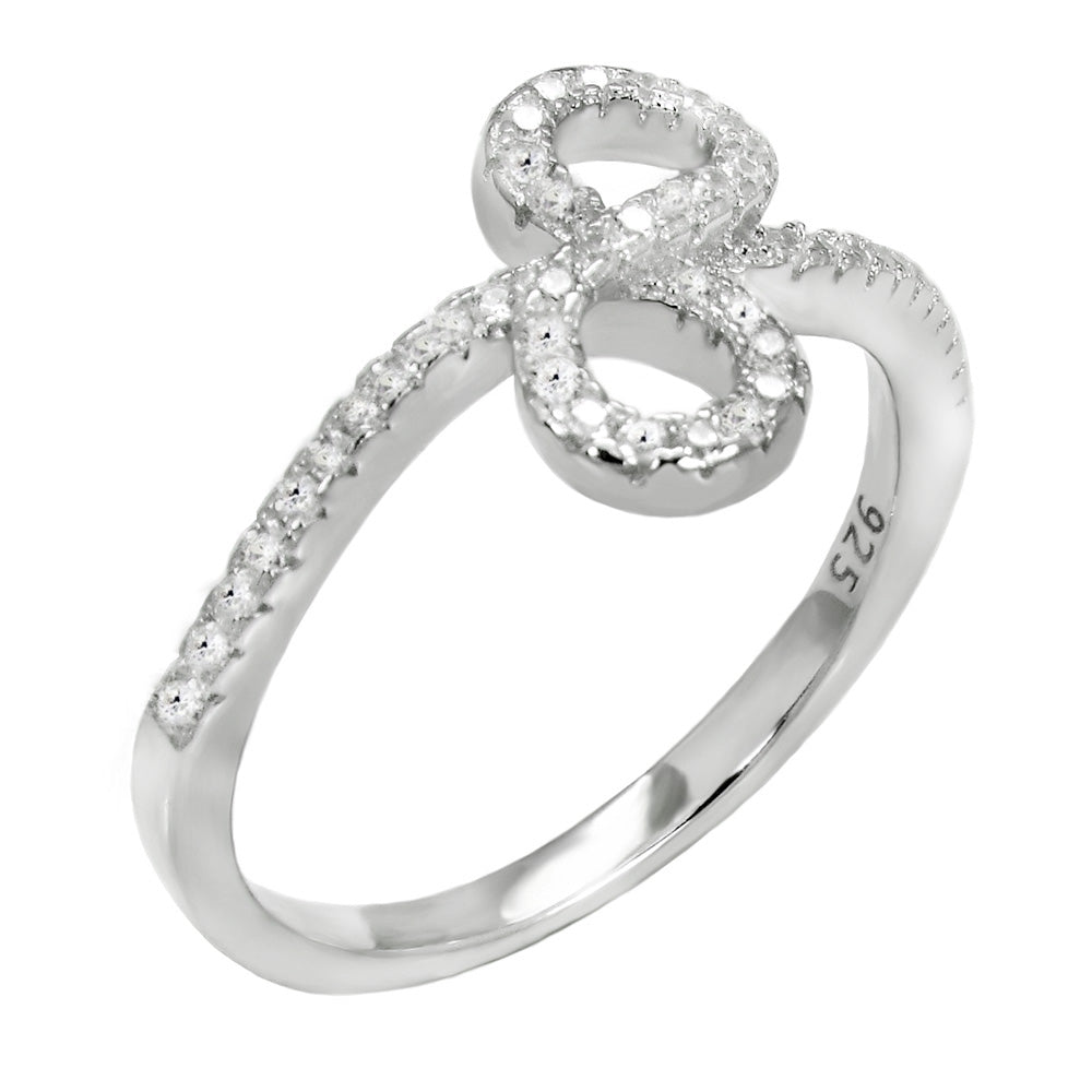 Sterling Silver Pave Cubic Zirconia Infinity Ring