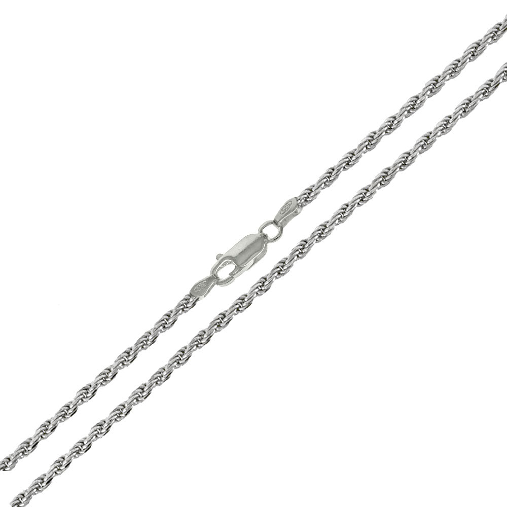 Italian D/C Rope Rhodium Chain (1mm)