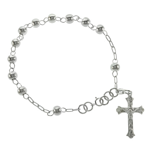 925 sterling silver rosary bead bracelet