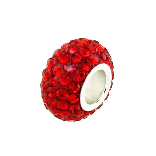 Sterling Silver Red Crystal Slide Ball Pendant