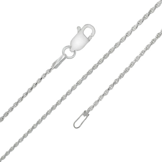 thin diamond cut 925 silver rope chain - 1mm