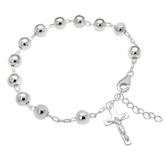 adjustable silver rosary bracelet