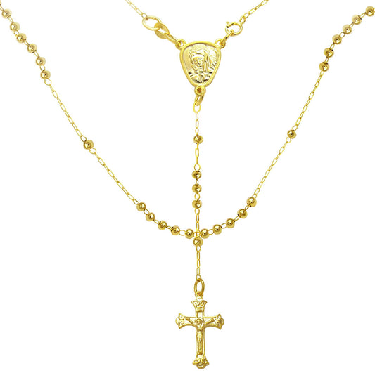 4mm Bead W Lady of Guadalupe Sterling Silver Gold Plated Rosary Necklace