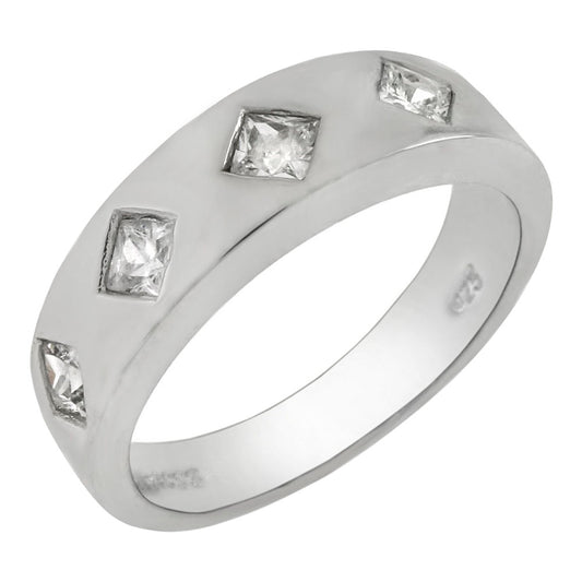 Princess Cut Cubic Zirconia Wedding Band Ring