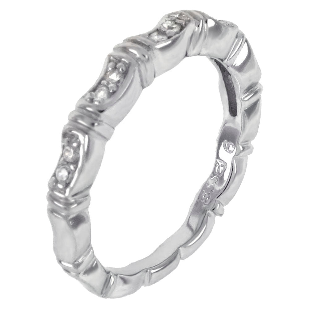 Sterling Silver Cubic Zirconia Vintage Band Ring