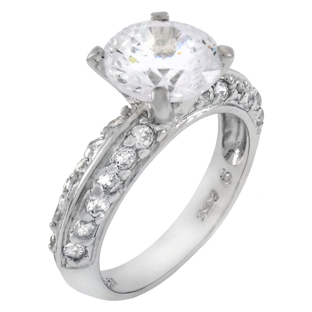 7.5 mm Round Cubic Zirconia Engagement Ring