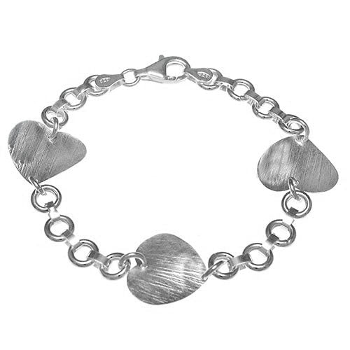 large heart charms sterling silver bracelet