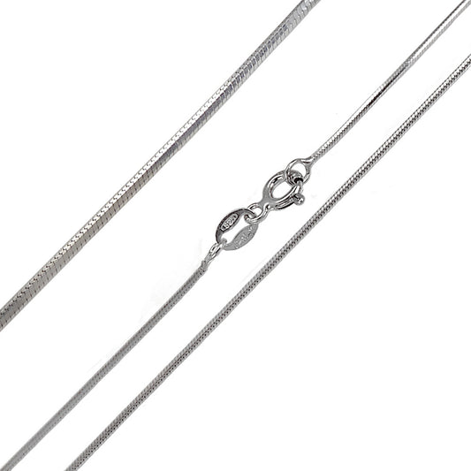 Sterling Silver 1mm 8 Side D C Snake Rhodium 24 Chain