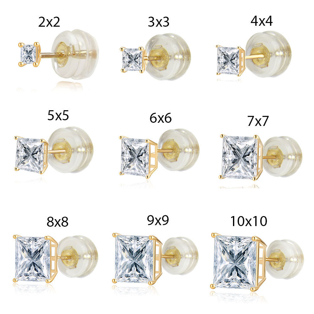 14kt Gold Stud in White Stone Earrings