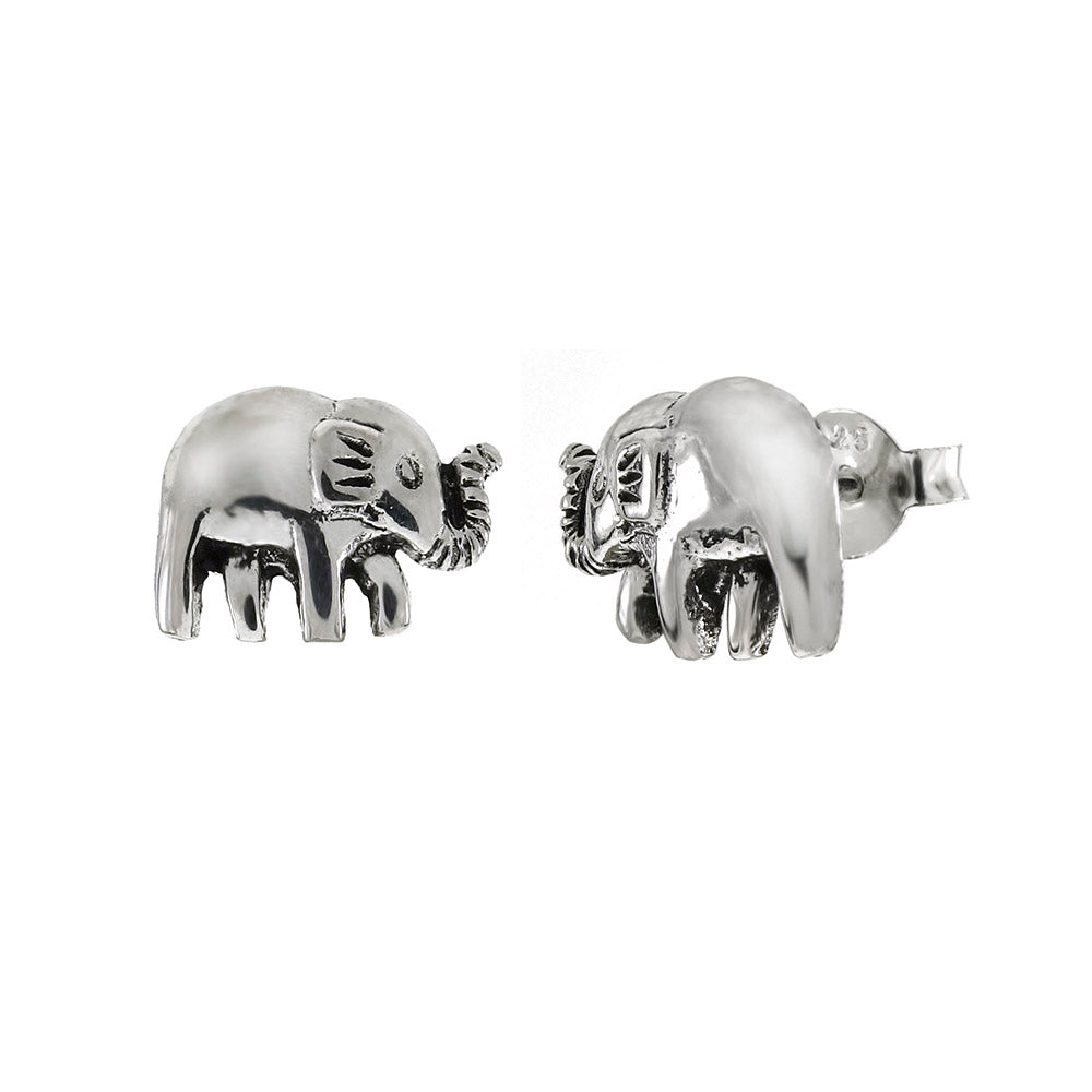 Sterling Silver Elephant Stud Earrings