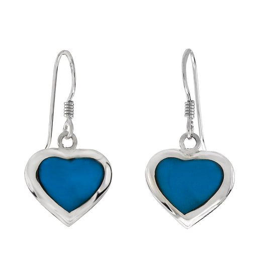 Heart Inlay Turquoise 3 Color Dangle Earrings