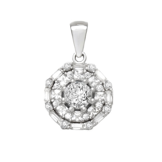 Small CZ Cocktail Sterling Silver Rhodium Pendant