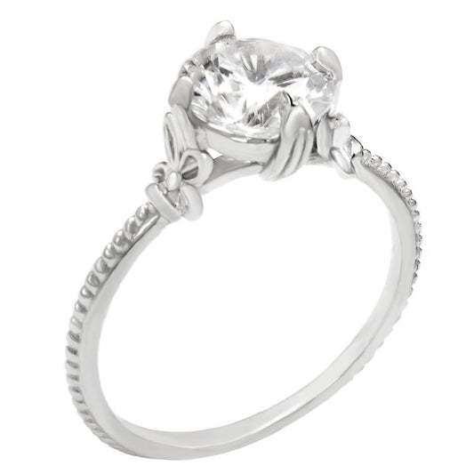 Round and Solitaire Cubic Zirconia in Butterfly Engagement Ring