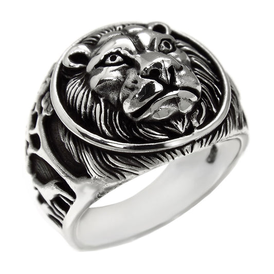 Lion Head Oxidized Ring