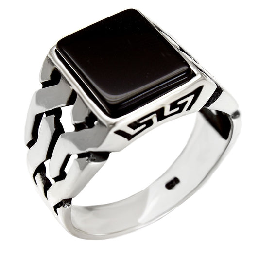 Rectangular Black Onyx Men Ring