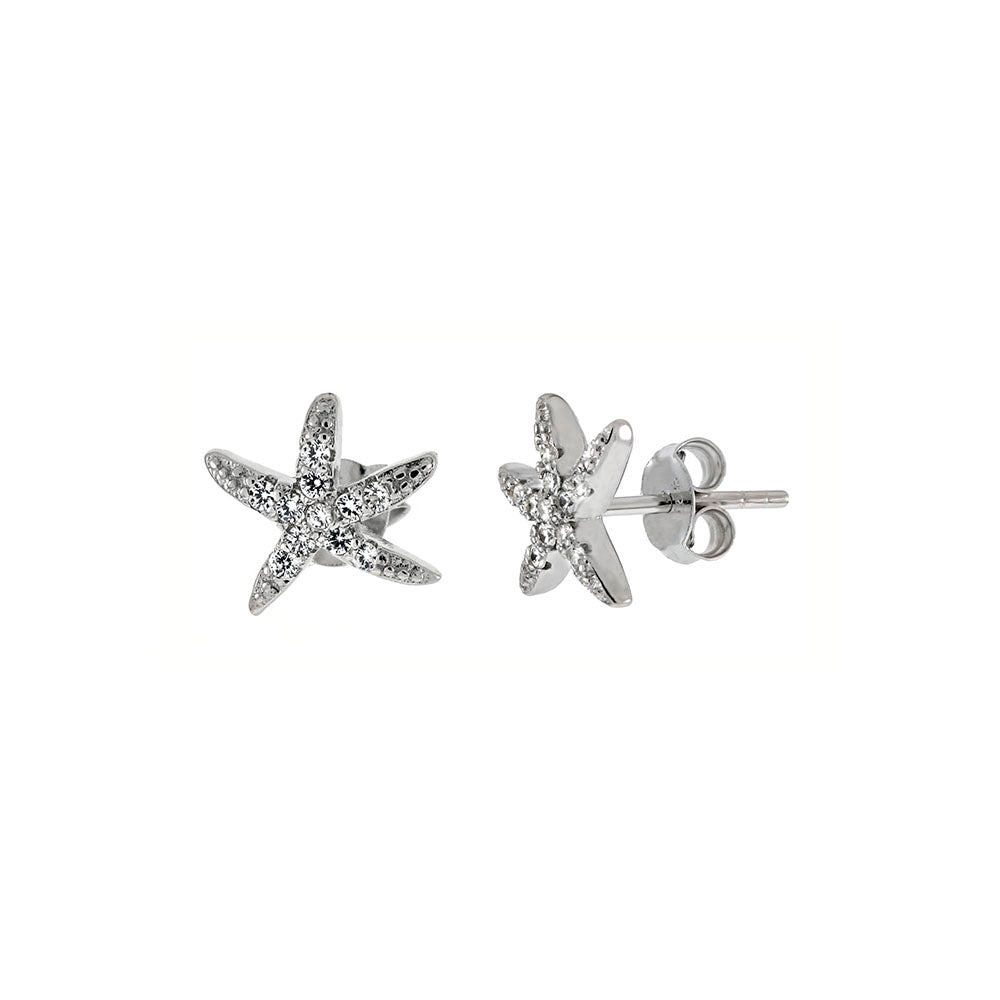 Cubic Zirconia Starfish Stud Earrings