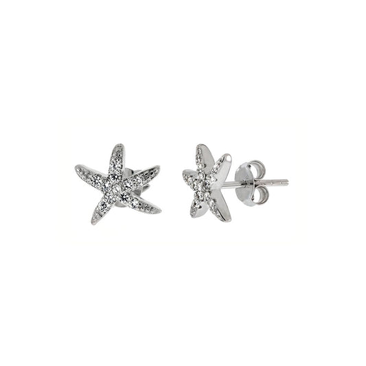 Cubic Zirconia Starfish Stud Earrings