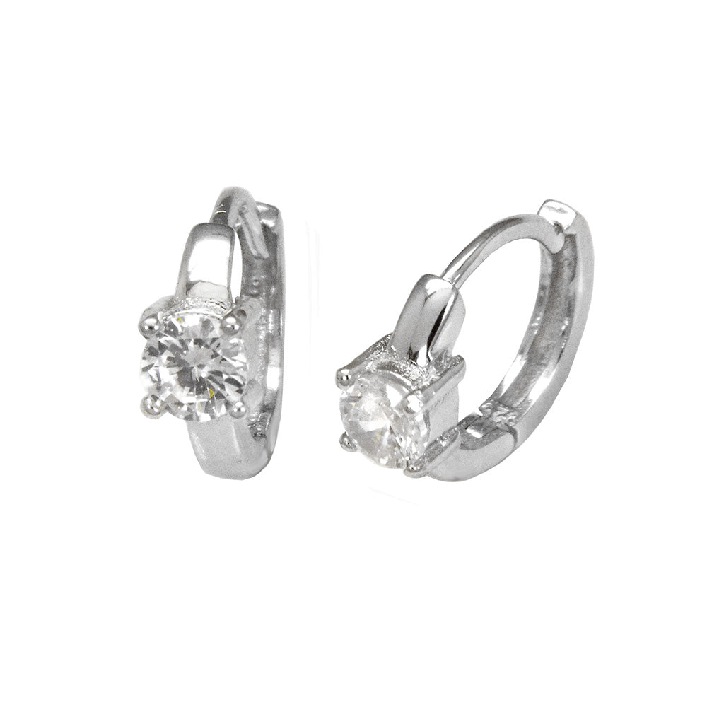 Sterling Silver 4 5mm Round Cubic Zirconia Huggie Hoop Earrings