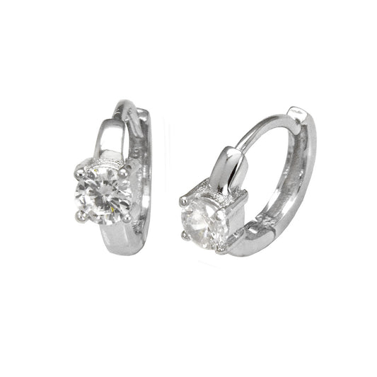 Sterling Silver 4 5mm Round Cubic Zirconia Huggie Hoop Earrings