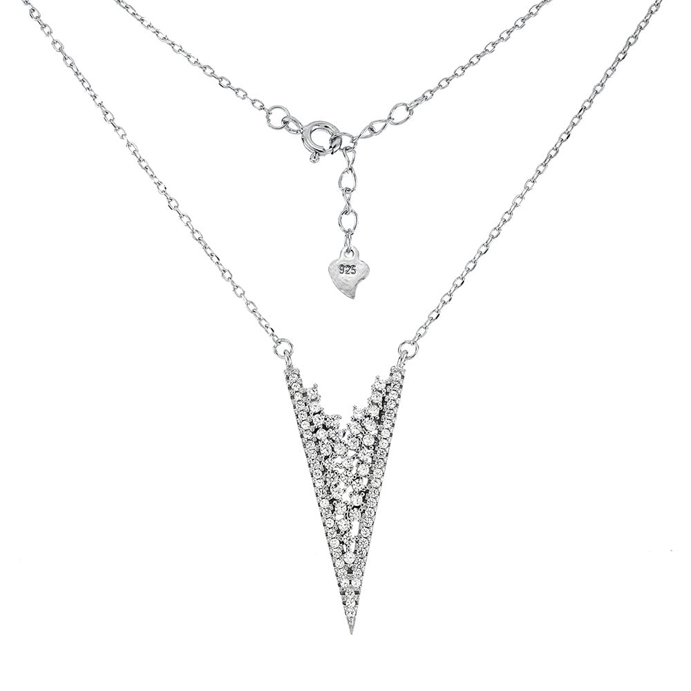 V Shape Pave Cubic Zirconia Necklace