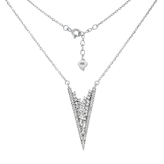 V Shape Pave Cubic Zirconia Necklace