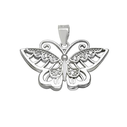 Cubic Zirconia Butterfly Rhodium Pendant