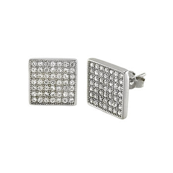 7 Lines Pave Cubic Zirconia Square Stud Earrings