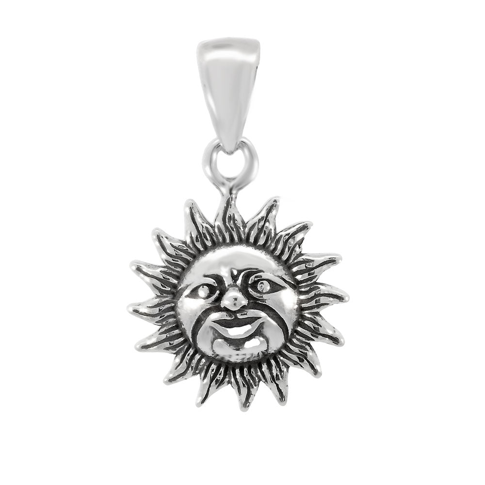 Sterling Silver Oxidized Double Sided Sun Pendant